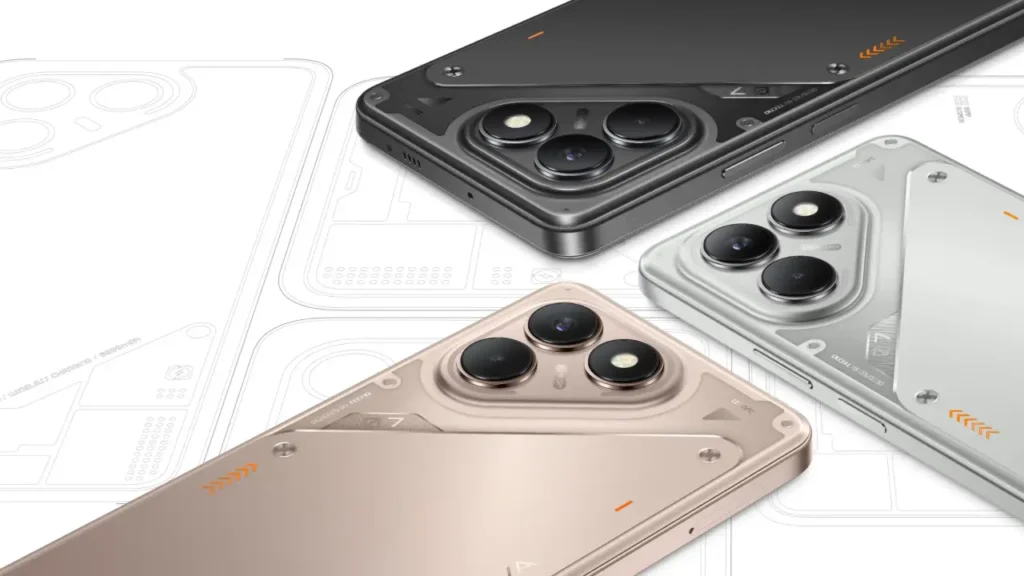 Tecno POVA 7 all color options including black, silver, and gold